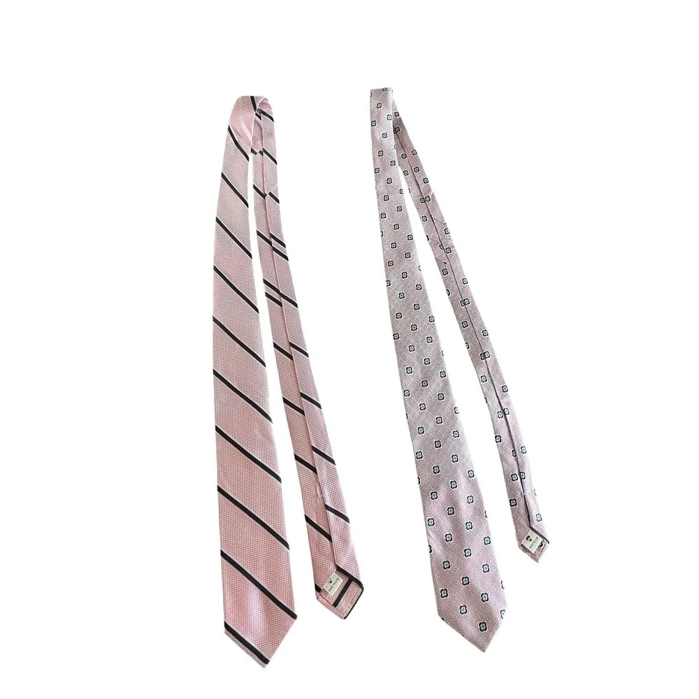 PETER MILLAR Pink‎ Jacquard Silk Tie Bundle Lot of 2